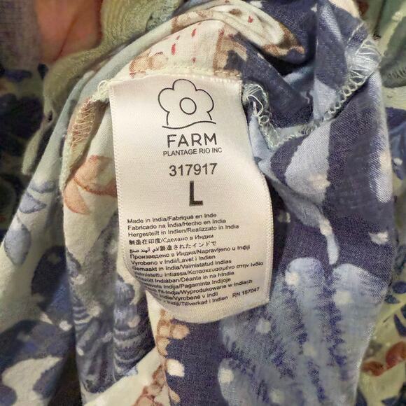 Farm Rio Women's Ocean Tapestry Maxi Dress Smocked V Neck Ruffle Printed Large - Picture 11 of 13